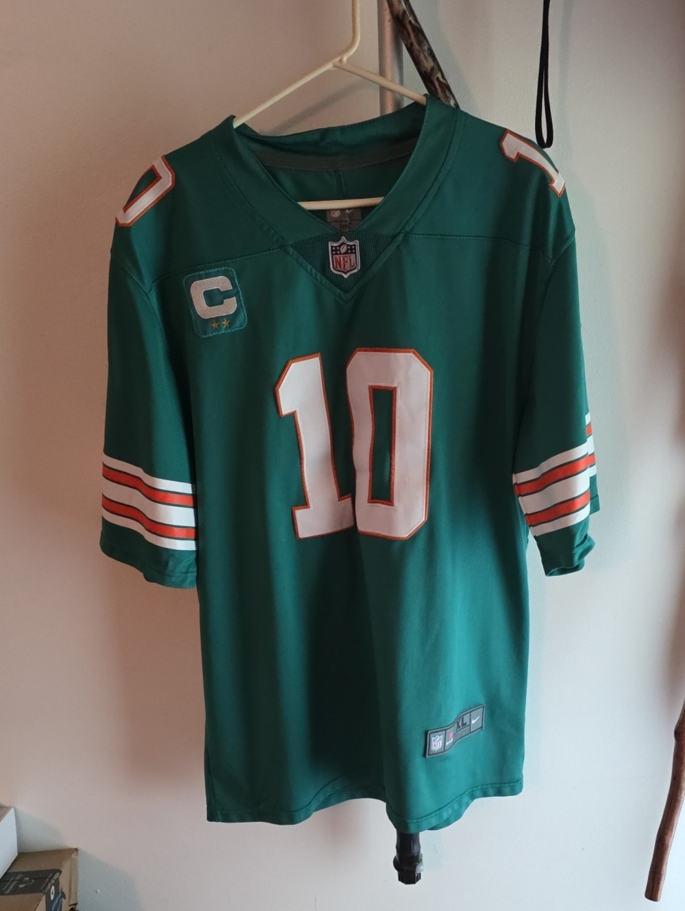 NFL Mens Tyreek Hill #10 Jersey in Teal with White and Orange Trim